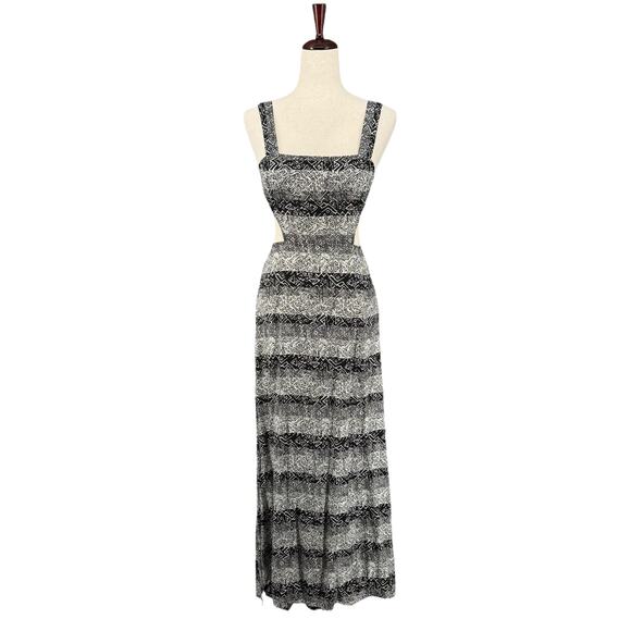 Nom De Plume Yaya Abstract Geometric Print Maxi Dress M Black White Cut Outs - Picture 1 of 13